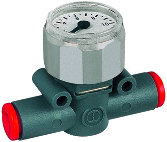 Manometer " lineonline "/ Steckanschl. Schlauch AD 8mm / 0/12 bar