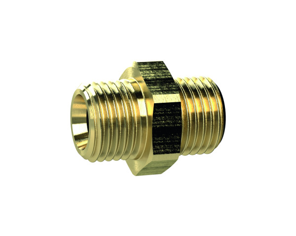 Doppelgewindenippel G 1 a. / G 1 1/2"" außen, Messing, Länge 36 mm