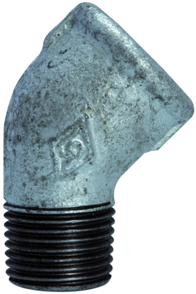 Winkel 121, 45°/ Rp 1 i. / R 1 a. nach ISO 7/1 / Material: