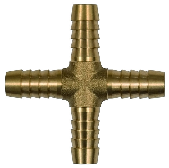 Kreuz-Schlauchtülle für Schlauch LW 13 mm, Messing natur, max. 10 bar
