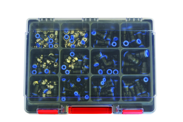 Sortimentsbox Schnellsteckverbinder "Blaue Serie", 118 teilig im Bereitschaftskoffer
