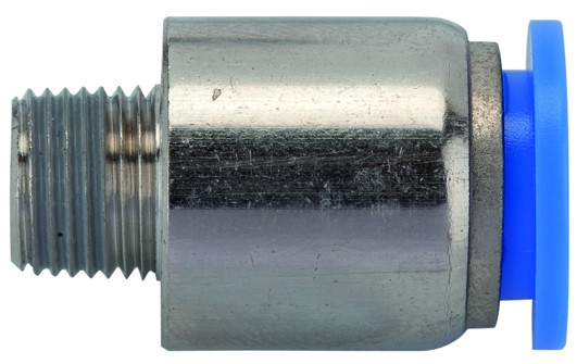 Gerader Einschraubsteckverbinder rund / >>Blaue Serie<< / R