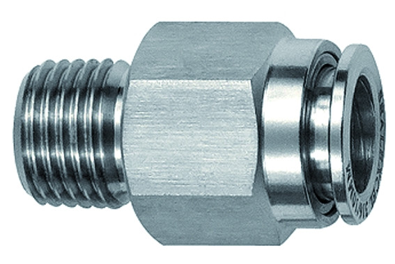 Gerade Steckverschraubung, Aussensechskant, R 1 / 8 a., für Schlauch - Aussen - Ø 8 mm