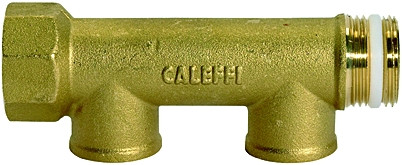 Verteiler 2 Abgänge, Eingang 2x 1", Messing , Ausgang 2 x !7"" innenn, L=114mm