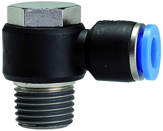 Winkelschwenkverschraubung, drehbar >>Blaue Serie<< / R 1/8