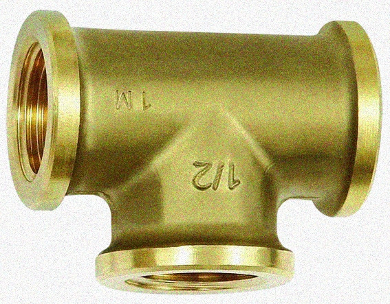 T-Stück, 3 x Innengewinde, G 1/8, Messing blank