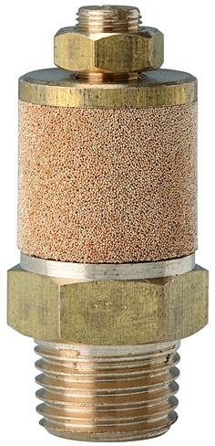Schalldämpfer, Sinterbronce/MS, Abluft einstellbar, R 1/4, SW 16