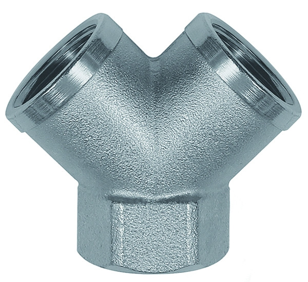 Verteiler/ 2-fach i. G 1/4 innen/ Messing vernickelt