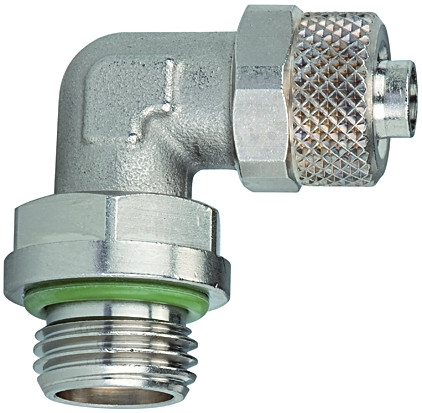 Winkel-Einschraubverschraubung / MS - vernickelt/ G 1/4 " aussen, PN 18 , Schlauch 10/8