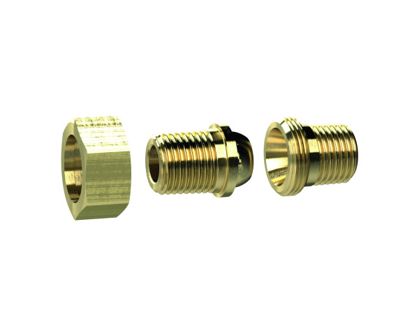 Doppelnippel/Messing lösbar (3-teilig) , R 1" aussen - R1" aussen , max. 25 bar nach ISO 7/1