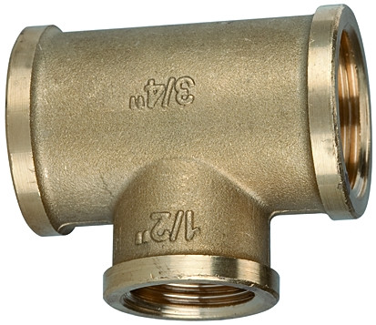 T-Reduzierstück / Messing blank / 2 x G 1 innen/innen, Abgan