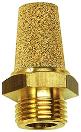Schalldämpfer aus Sinterbronze, G 1/8" aussen , PN 8, Messing-Sechskant