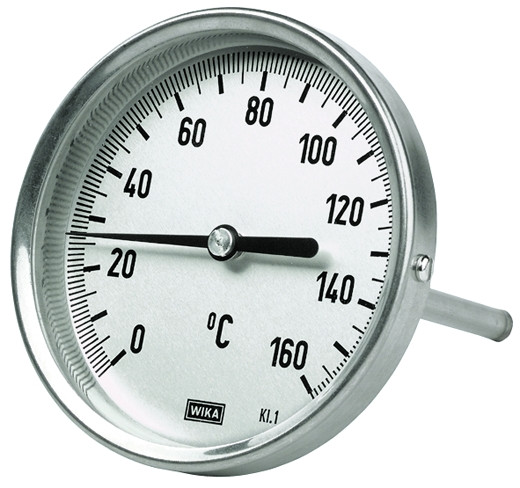 Bimetall-Thermometer / G 1/2" rückseitig, d= 100mm / Anzeige: 0-160°C ,Schaft 63