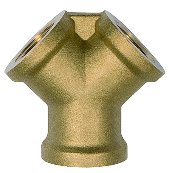 Riegler-Y-Verteiler 2- fach 3/8" innen, 1 x G 3/8" innen , Messing blank