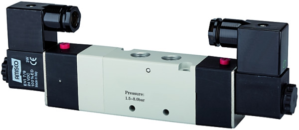 5/3-Wegeventil elektropneum. Mitte bel., G 1/8, 24VDC, 400l/min