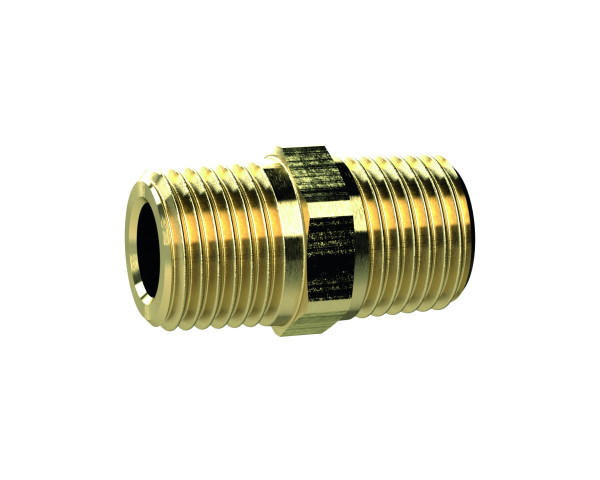 Doppelgewindenippel, R 1 a., R 1 1/4 a., SW 44, Messing