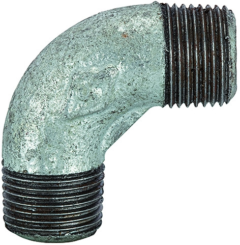 90°-Winkel R 1/2" (AG), Temperguss verzinkt