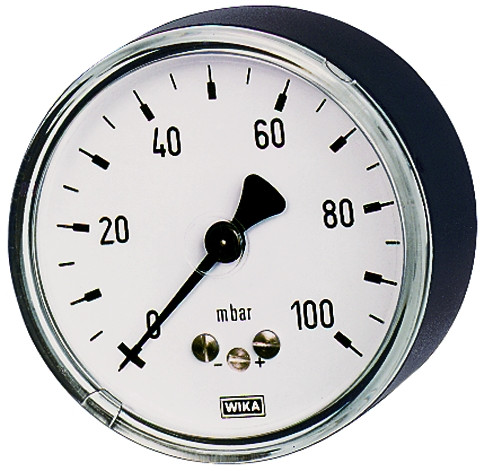 Kapselfedermanometer NG 63, G 1/4" hinten, 0-..400 mbar, Kl. 1.6 , Stahlgehäuse schwarz