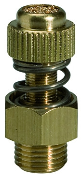 Abluftdrossel mit Schalldämpfer G 1/8" außen, PN 12 , Messing
