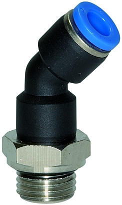 Winkelsteckverschraubung 45° >>Blaue Serie<< G 1/2 a. nach D