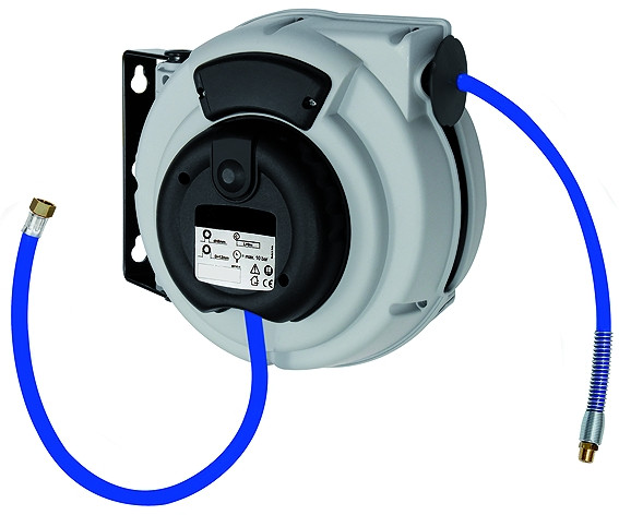 Schlauchaufroller für Druckluft und Wasser mit PU-Schlauch Dm 12x8 mm, Schlauchlänge: 9 m