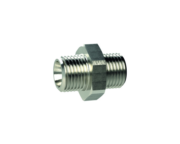 Doppelgewindenippel Zyl. G 1/4 a, SW 17, MS vern.