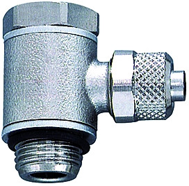 Winkel-Schwenkver. G 1/4/ Ms vernickelt für Schlauch 6/4, Messing vernickelt, SW 17