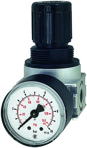 Druckregler multifix - mini / G 1/4 " innen, Gehäuse: Zink-Druckguss NBR, mit Manometer