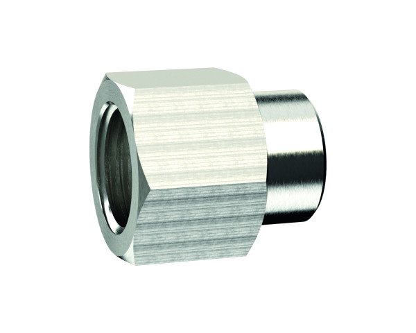 Muffe, reduzierend, G 1 i., G 3/4 i., SW 38, Messing vernickelt