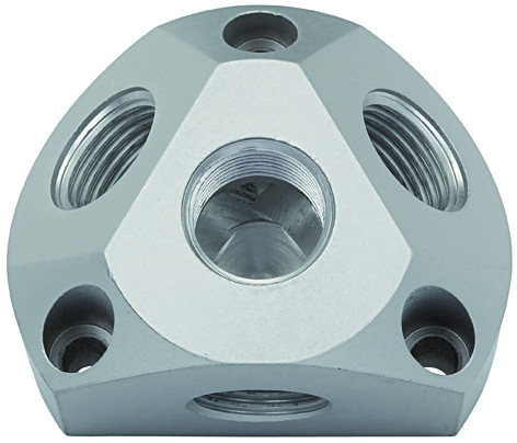 Luftverteilerdose / Alu. / mit 2 Stopfen Eingang G 3/4 / Aus