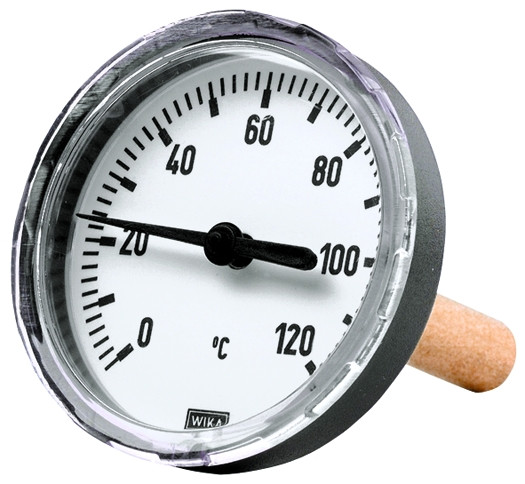 Bimetall-Thermometer / G 1/2 " hinten, D= 63mm / 0-60°C/ Schaft :100