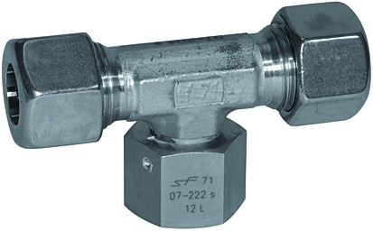 Einstellbare T-Verschraubung mit Dichtkegel / Edelstahl 1.45