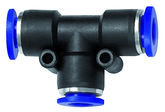 T - Steckverbindung mit 2 reduzierten Abgängen 2 x 10/ 1 x 12 mm - blaue Serie -