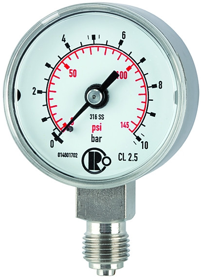 Standardmanometer / Werkstoff: CrNi-Stahl / ø 50 mm / Anschl