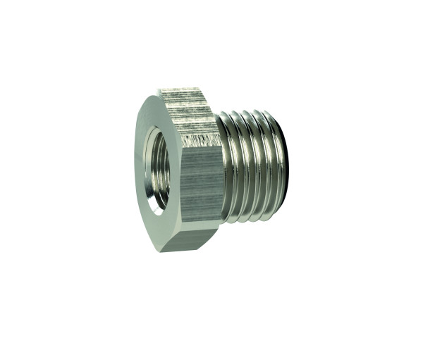 Reduziernippel kurz, G 1 a., G 1/2 i., SW 38, Messing vern.