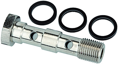 Hohlschraube, 2-fach, click-clock, G 1/4" aussen PN 16, Messing vernickelt