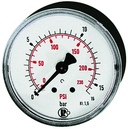 Manometer / G 1/4 rück. / 0-25 bar 50 mm / Gehäuse Kunststof