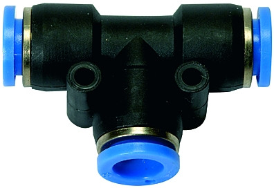 T-Steckverbinder, blaue Serie, # 138.006 f. Schlauch 6 mm außen, max 10 bar , Temp.: -20/+80°C