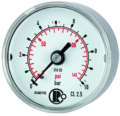 Standardmanometer / Werkstoff: CrNi-Stahl / ø 50 mm / Anschl