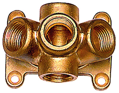 Verteiler 5x G 1/2 / Messing, 1xrem 1xli, 3xvorne