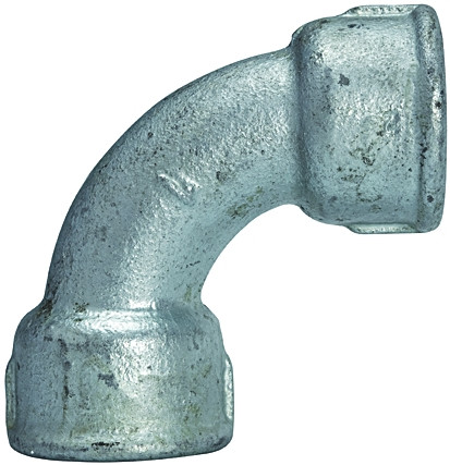 90°-Bogen Rp 1-1/2" (IG), kurz Typ 2a/D1, Temperguss verzinkt