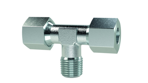 T-Einschraubverschr. R 1/4 a./Stahl verz. Rohr AD 6 mm