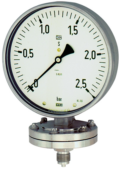 Plattenfeder-Mano. / G 1/2 senkrecht 100 mm / 0-6 bar / Gehä
