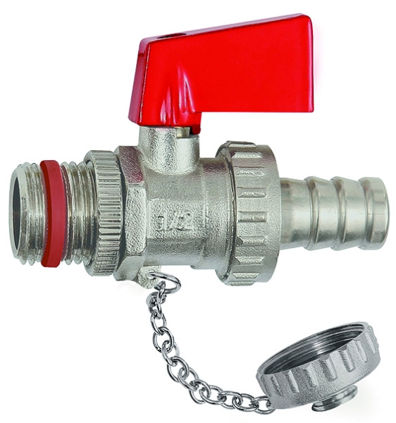 KFE-Kugelhahn, Messing vernickelt, G 1/2, Tülle LW 13