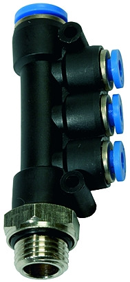 Verteiler - Steckanschluss/G3/8 , drehbar 360° für Schlauch
