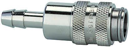 Kupplung / DN 5 Tülle für 6 mm l.W. Messing vernickelt