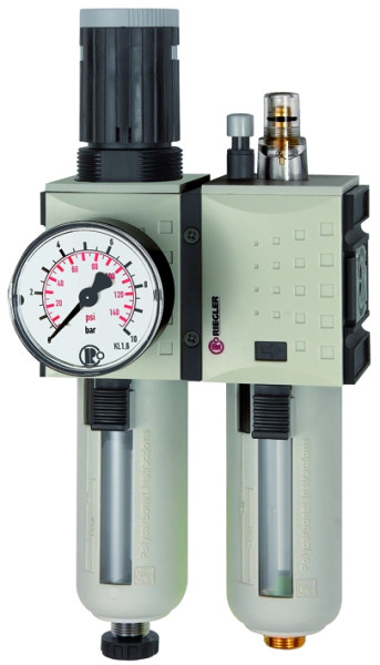 Wartungseinheit 2-tlg. »FUTURA«, PC, BG 1, G 3/8, 0,5-10 bar, HA