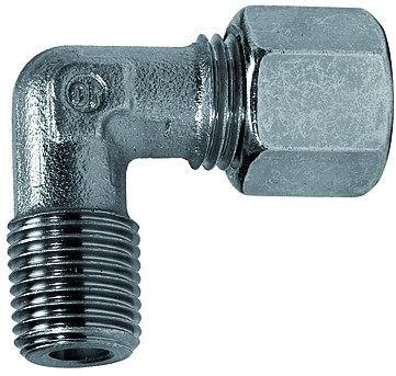 Winkel-Verschraubung R 3/8 a./Stahl verz. Rohr AD 12 mm