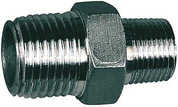 Riegler-Doppelnippel 1 1/4" auf 1" Edelstahl, mit Sechskant
