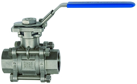Kugelhahn aus Edelstahl, 3 - teilig, Baulänge n. DIN 3203-M3